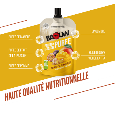 Baouw - purées Et Compotes Énergétiques Mangue - Passion - Gingembre Baouw - purées Et Compotes Énergétiques Mangue - Passion - Gingembre