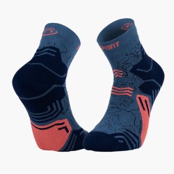 BV Sport - Chaussettes Trek GR Mid Lyocell Bleu/Corail