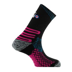Thyo - Chaussettes Pro Trail  En Fils Recyclés Noir/Rose