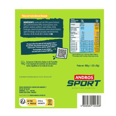 Andros - Pâtes De Fruits Vitaminées Abricot Banane Unité
